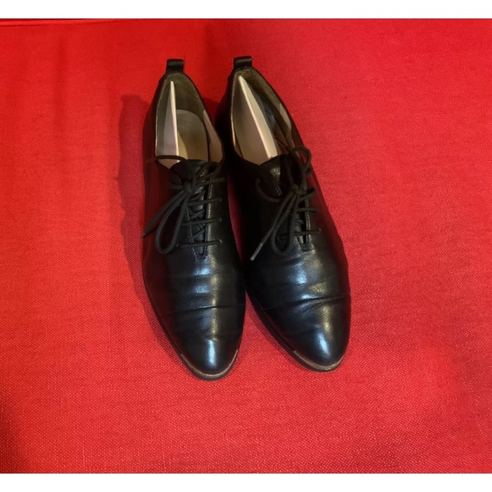 Cole Haan Grand Ambition Lace Up Oxfords Black Leather Metal Toe Womens Size 9B